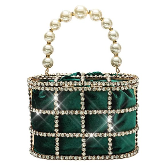 NEW Sparkling Bling Swarovski Crystal Rhinestone Pearl Clutch Purse Bag … - Picture 16 of 17